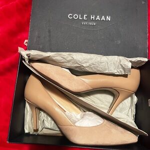 Cole Haan Tan Heels Classic Pointed-Toe Pumps